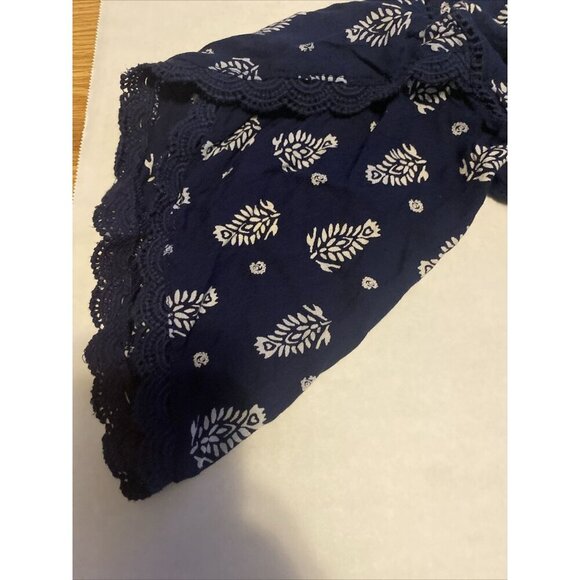 Angie Womens Romper Blue Floral Bell Scalloped Sleeves Size M Shorts Jumpsuit - Picture 4 of 12